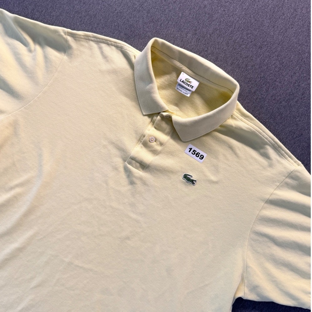 Lacoste Mens Pale Yellow Cotton Pique Short Sleeve Polo Shirt Size 8 XL XXL